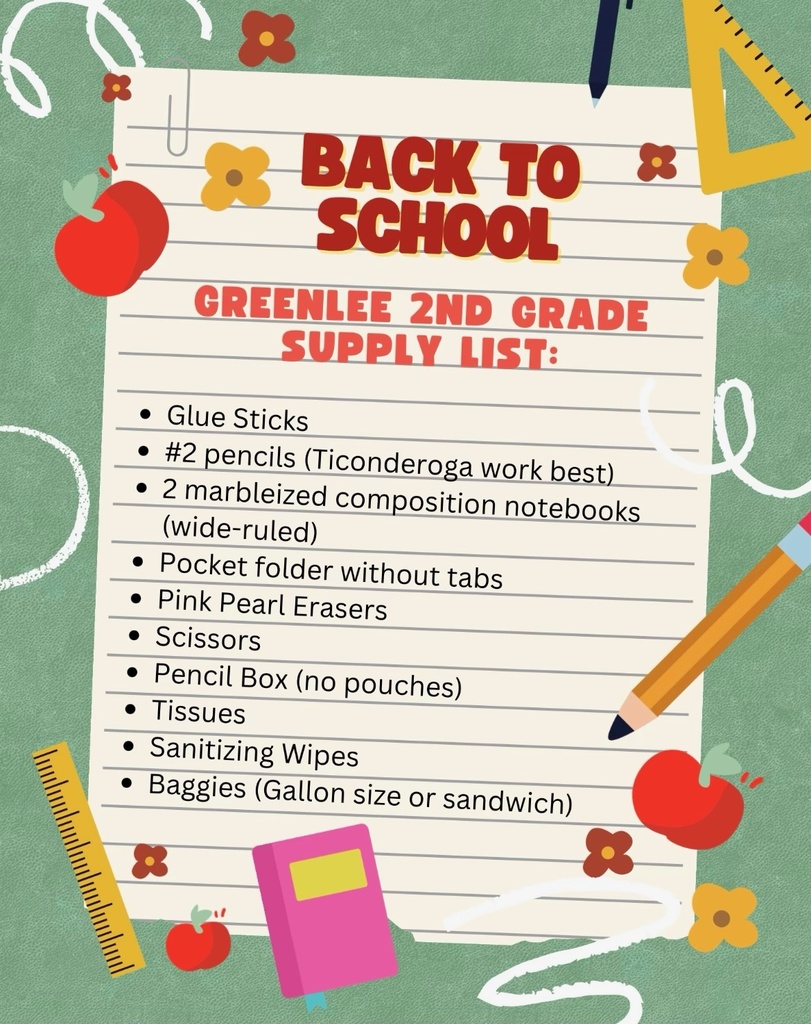 Second Grade  Supply List