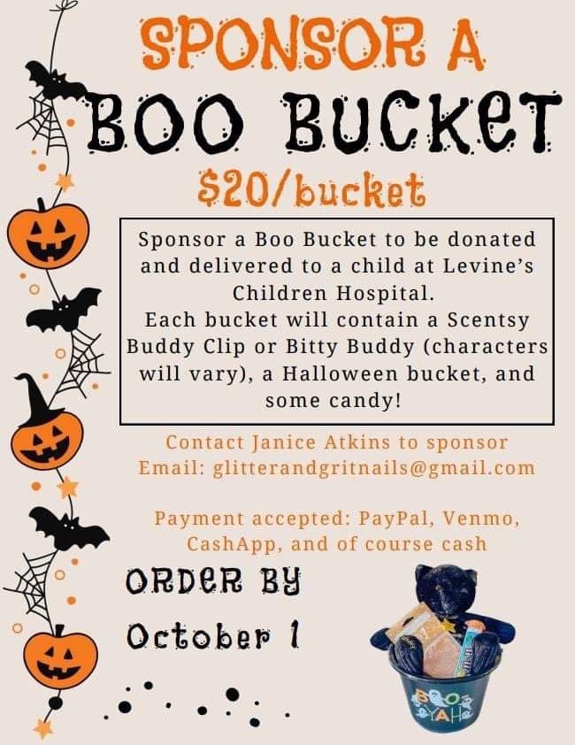 Sponsor a boo bucket poster